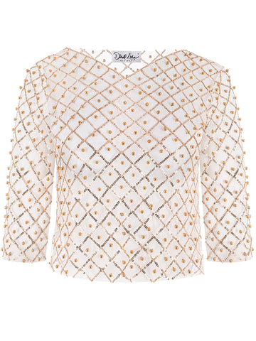 Goldene Pailetten Dirndlbluse