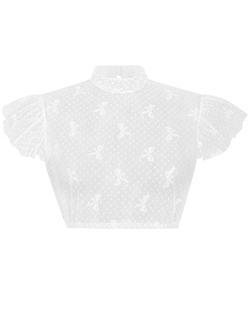 Kurzarm Bluse mit Schliefenmuster