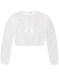 Langarm Bluse mit Glitzersteinen und Rundhals